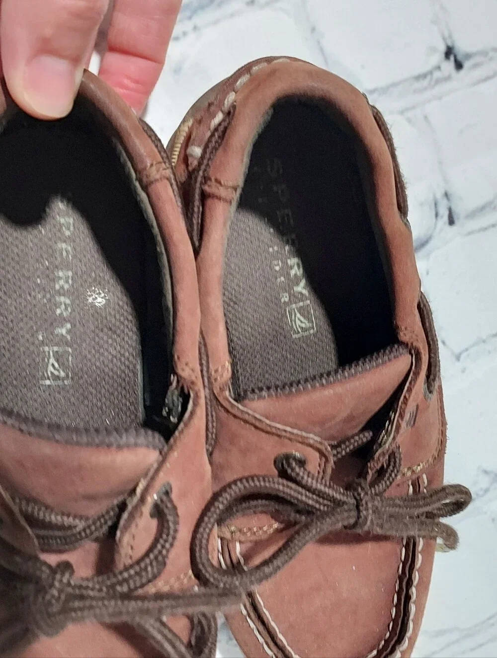 Sperry dark brown boat shoes slip on boys size 1